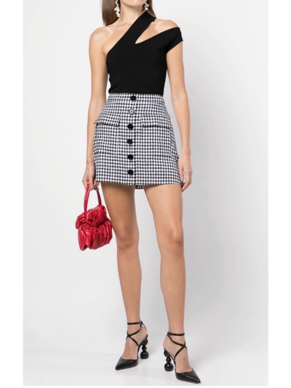 Reformation Maeve Gingham Button-Front Mini Skirt